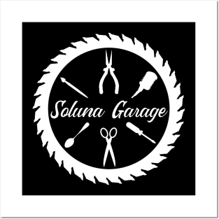 Soluna Garage circle style logo (white art) Posters and Art